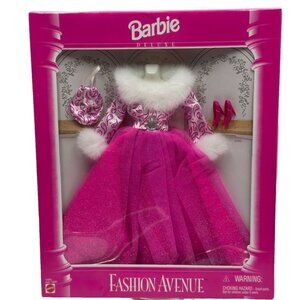 Vintage NIP 1995 Mattel Barbie Fashion Avenue Deluxe Pink Fur Glamour Gown 14305